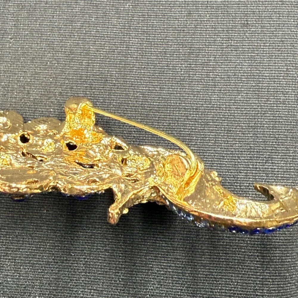 Vintage Style Peacock Bird Blue Rhinestone Crystal Cyan Bird Brooch Pin Pendant